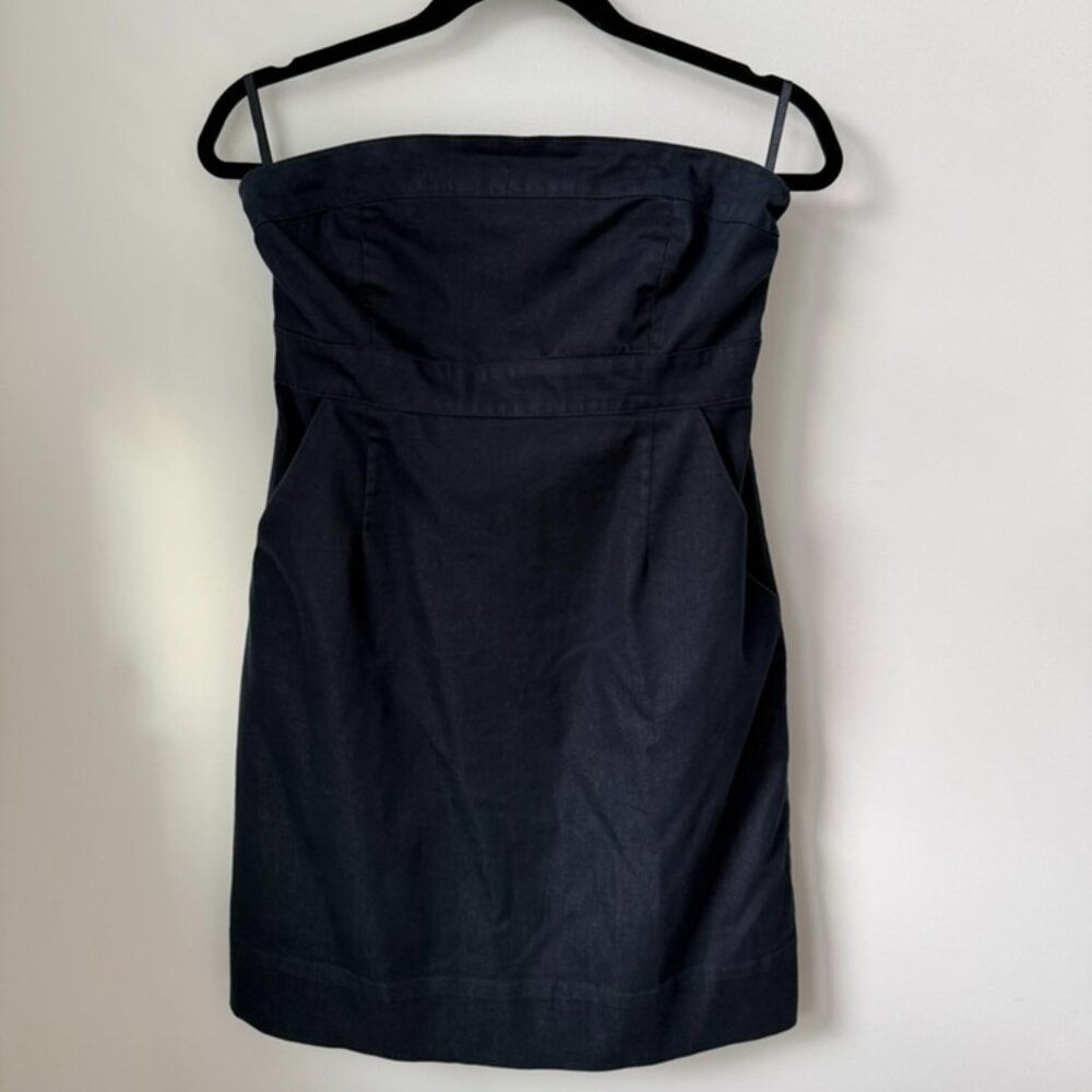 New York & Company Black Strapless Bustier Mini Jean Dress w/ Boning | Size 4